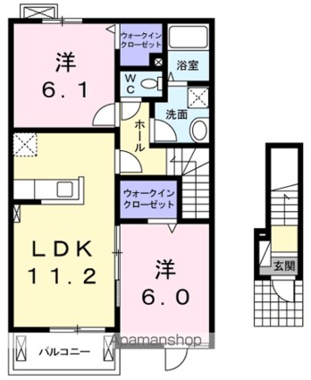 東京都あきる野市留原[2LDK/57.64m2]の間取図