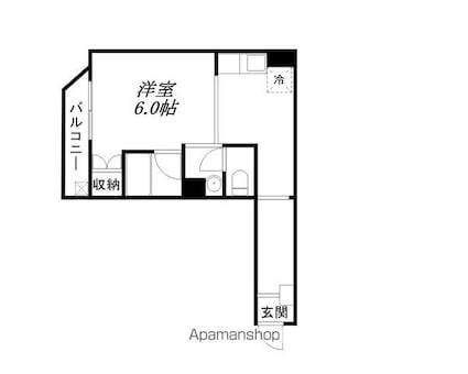 ドミノリバーサイド[1R/25.56m2]の間取図