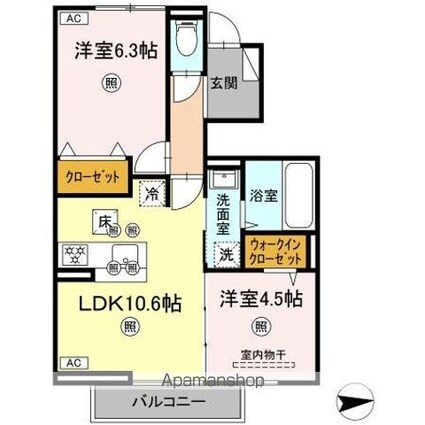 セレスト　ブルー[2LDK/50.88m2]の間取図
