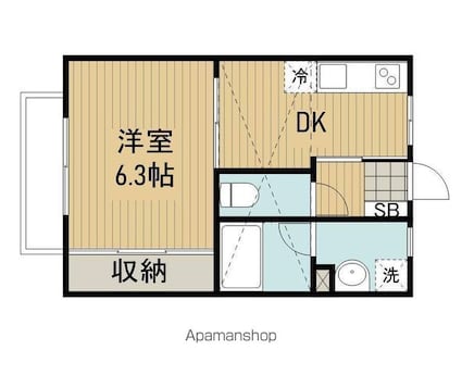 プランドール[1DK/28.5m2]の間取図