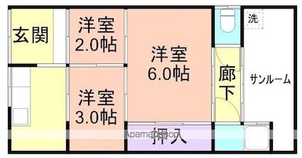 フラットハウス有本[3K/40m2]の間取図