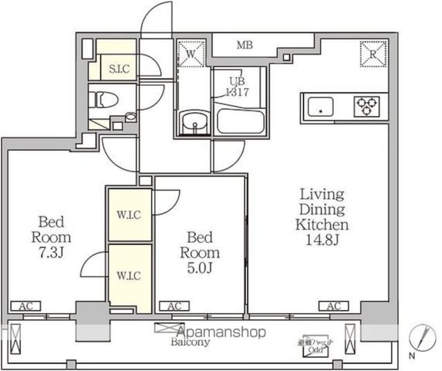 ジオエント白金台[2LDK/60.47m2]の間取図