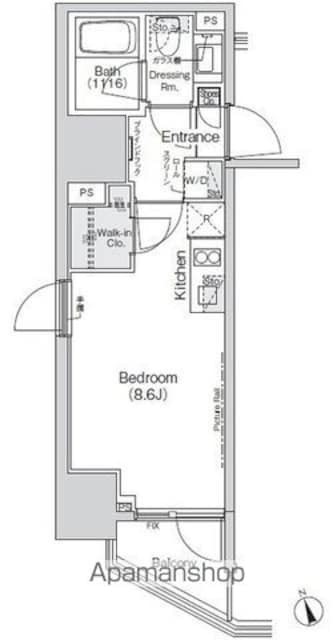 東京都港区新橋５丁目[1R/25.52m2]の間取図