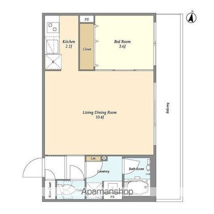 東京都渋谷区初台１丁目[1LDK/36.66m2]の間取図