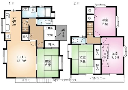 青梅駒木町貸家[4LDK/94.64m2]の間取図