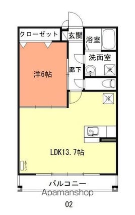 メゾン・アソルティ[1LDK/42.86m2]の間取図