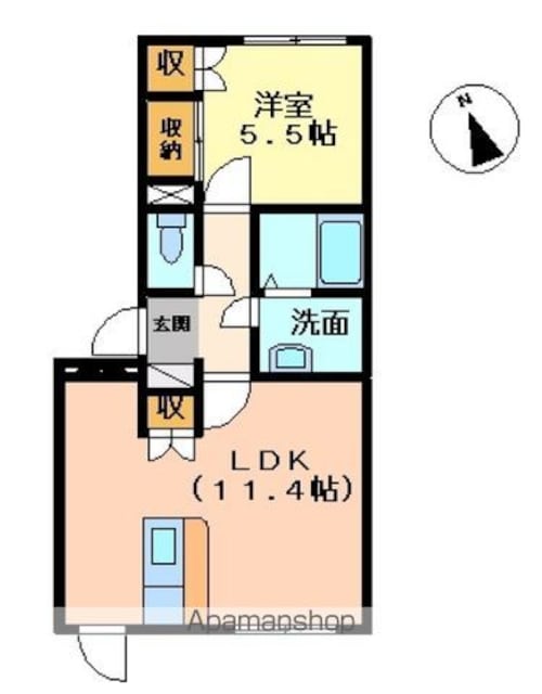 フローラルハイム[1LDK/41.65m2]の間取図