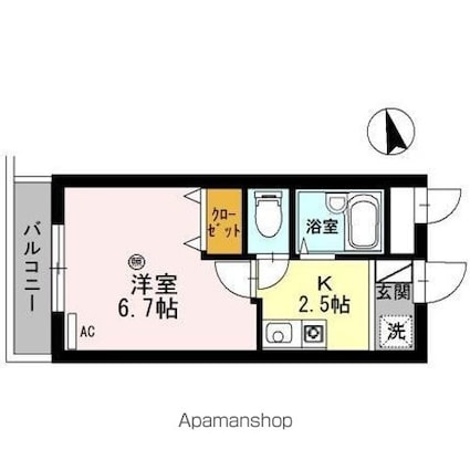 和歌山県和歌山市栄谷[1K/22.97m2]の間取図