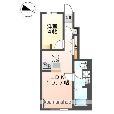 リバーヒルズ大津町1LDKの間取り写真