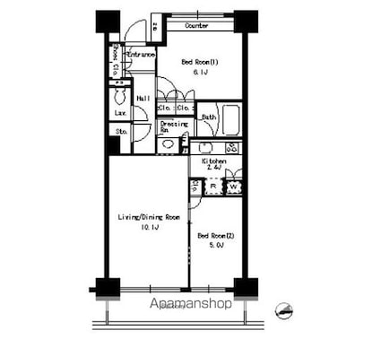 パークアクシス文京ステージ[2LDK/56.37m2]の間取図