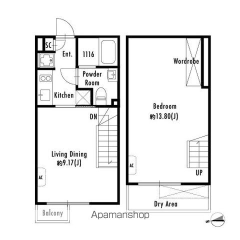 【世田谷区代沢のマンションの間取り】