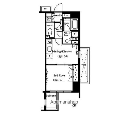 東京都目黒区目黒本町２丁目[1DK/32.81m2]の間取図