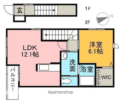 アラヴェール[1LDK/49.29m2]の間取図