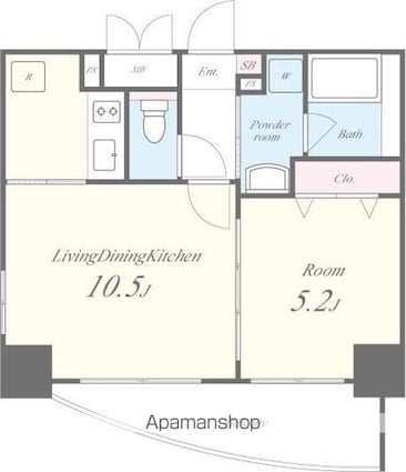 ＥＳＰＥＲＡＮＺＡ　ＡＺＡＢＵ[1LDK/37.25m2]の間取図