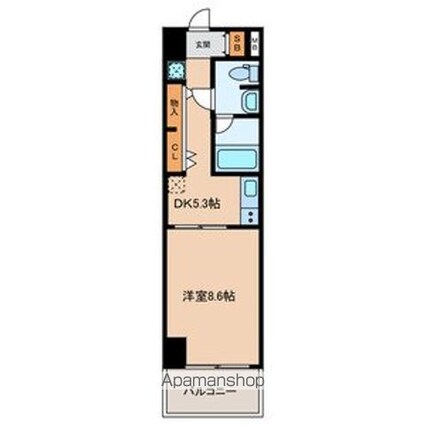 新白島東亜ビル[1DK/33.69m2]の間取図