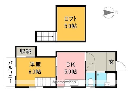 ハイツサンバード[1DK/33m2]の間取図