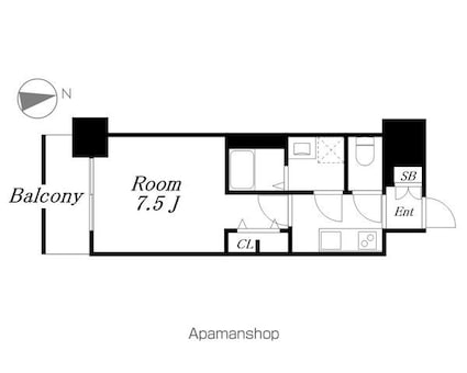 ＳーＲＥＳＩＤＥＮＣＥ浅間町駅前ａｘｉａｌ（アクシャル）[1K/24.3m2]の間取図