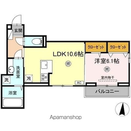 ｃａｍｐｈｏｒａＩ[1LDK/43.37m2]の間取図