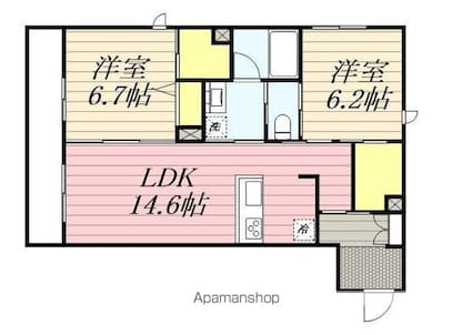 東京都世田谷区八幡山３丁目[2LDK/64.62m2]の間取図