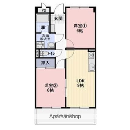 Ｌｉｍｐｉａメゾンタナカ[2LDK/48.6m2]の間取図