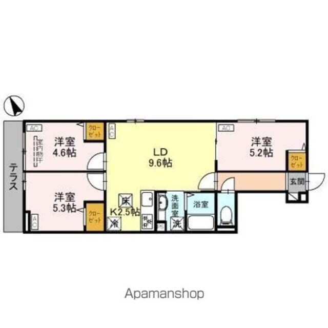 東京都中野区松が丘２丁目[3LDK/59.02m2]の間取図