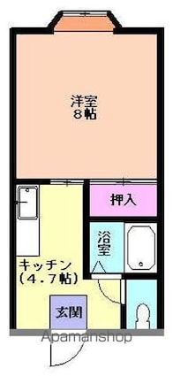 コーポ花徳[1K/26.4m2]の間取図