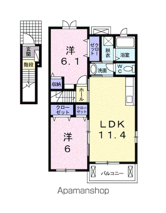 サニーフラット・ペーナ[2LDK/57.07m2]の間取図