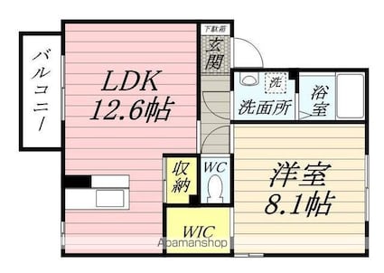 ボヌールＳ[1LDK/47.9m2]の間取図