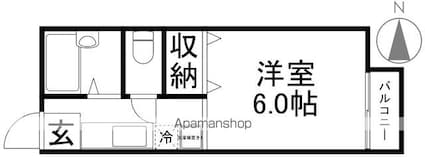 シェブラン[1K/21m2]の間取図