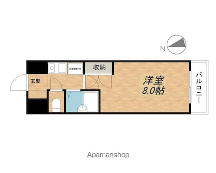 アイランド小野山[1K/24.5m2]の間取図