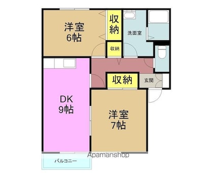 セジュールＭＥ諏訪Ｂ棟[2DK/55.3m2]の間取図