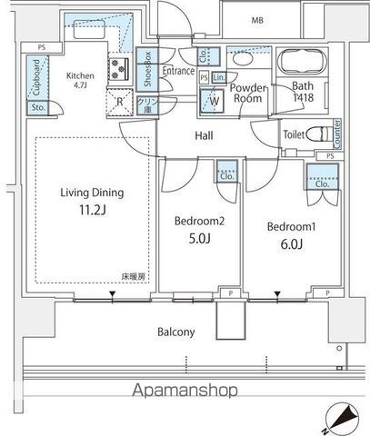 ＨＡＲＵＭＩ　ＦＬＡＧ　ＳＵＮ　ＶＩＬＬＡＧＥ　Ｄ棟の間取り