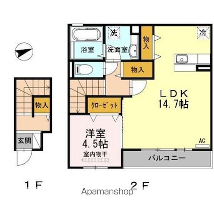 ジラソーレｆ[1LDK/55.57m2]の間取図