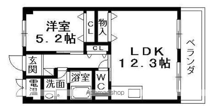 リベルティキタガワ[1LDK/45.15m2]の間取図
