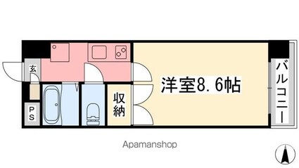 ベルジュ道後[1K/25.5m2]の間取図