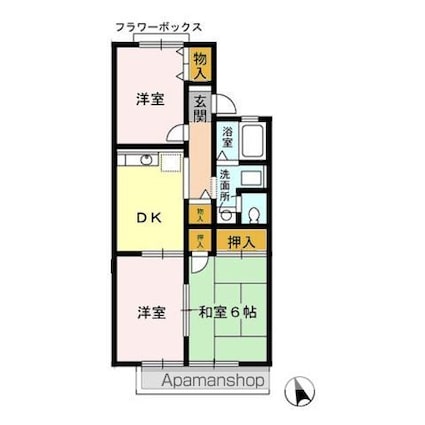 クレールシャトー[2LDK/55.39m2]の間取図