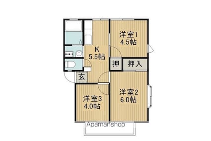 ハイツ湖畔[3K/41.89m2]の間取図