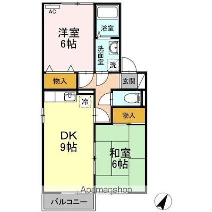 ハイムタケウチ　Ｄ棟[2DK/50.42m2]の間取図