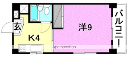 アルジェント朝生田[1K/25.92m2]の間取図