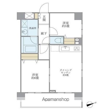 バンクサイドコート常盤[2DK/50.1m2]の間取図