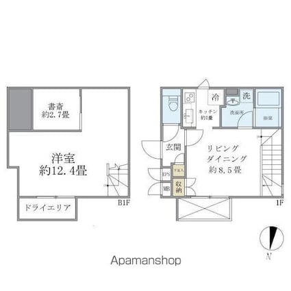 東京都中野区中央３丁目[1SLDK/52.66m2]の間取図
