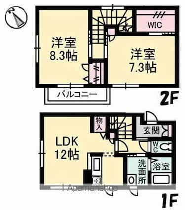 グリーンヒルズ勝田[2LDK/72.12m2]の間取図