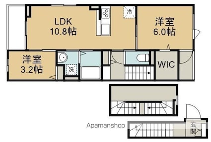 ソレイユ[2LDK/58.06m2]の間取図