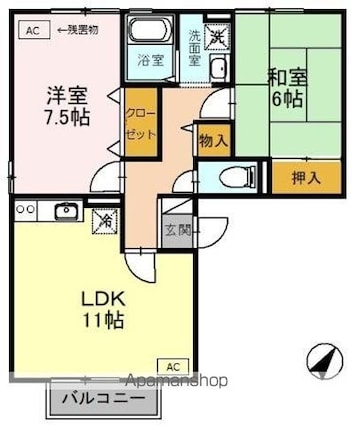 Ｔｈｉｃｋ　Ｆｏｒｅｓｔ　Ａ棟[2LDK/58.76m2]の間取図
