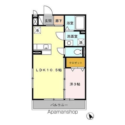 東京都中野区上鷺宮２丁目[1LDK/33.61m2]の間取図
