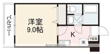 香川県高松市錦町１丁目[1K/27m2]の間取図