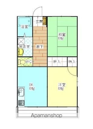コーポ河内[2DK/44.71m2]の間取図