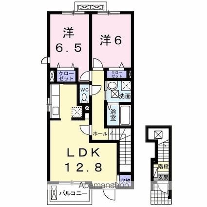 愛媛県松山市下難波[2LDK/62.45m2]の間取図