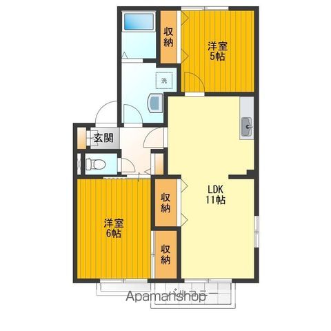 あきる野市小川東のアパートの間取り