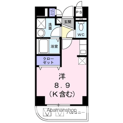 ラシーヌ[1K/26.07m2]の間取図